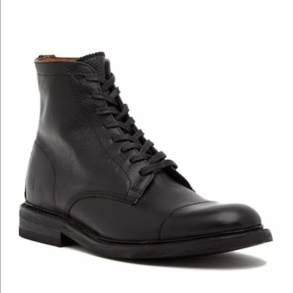 Frye Mens Black Leather Seth Lace Up 